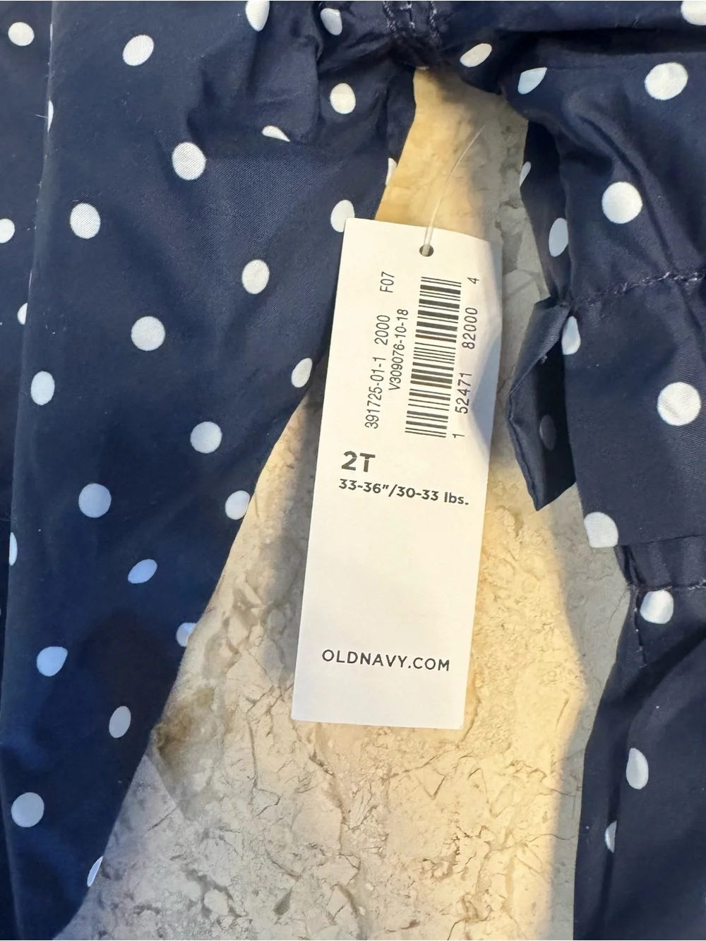 NEW old navy girls toddler navy polka dot peplum ruffle zip rain coat sz 2T